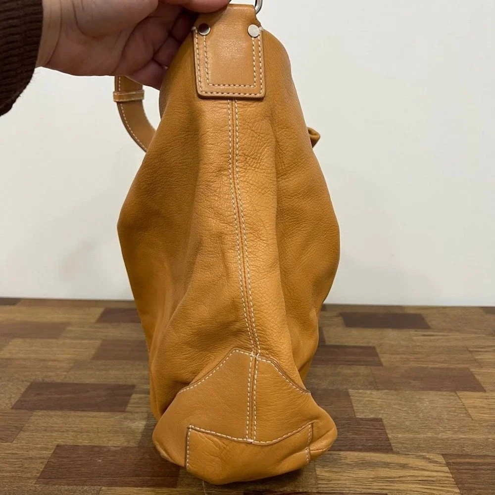 Talbots Tan Pebbled Leather Slouchy Shoulder Hobo Bag Adjustable Boho Oversized